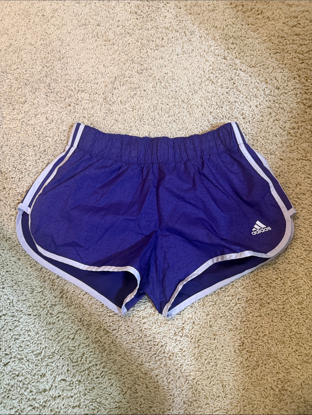 adidas Women's Purple Athletic Shorts with White Trim